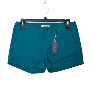 NWT I Love H81 Dark Green Teal Rolled Hem Casual Chino Shorts – Size 25